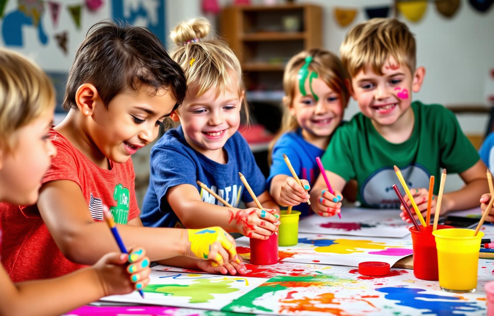 Children doing arts and crafts at Velocity Kids Camps
