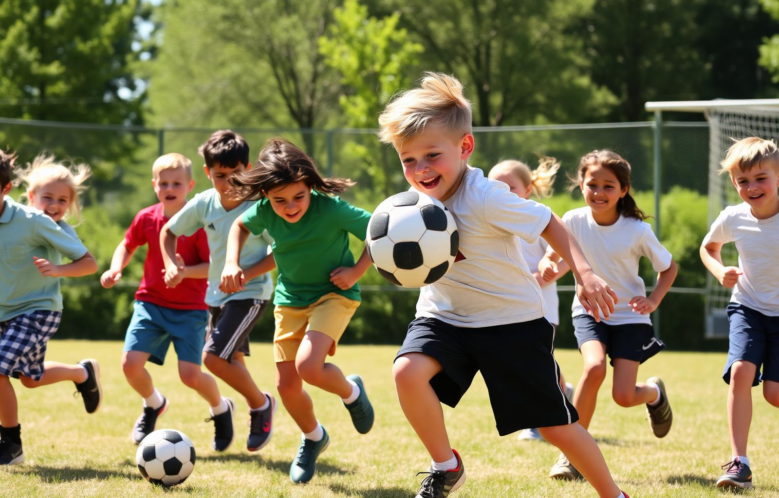Children playing team sports at Velocity Kids Camps